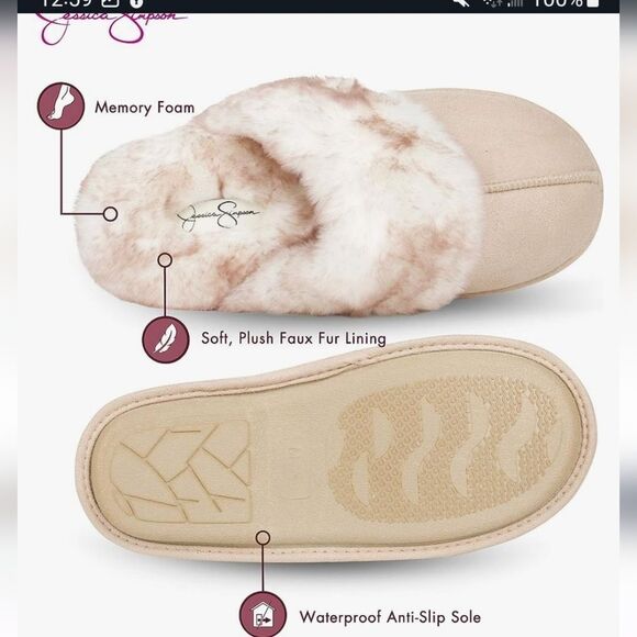 Jessica Simpson- FAUX FUR HOUSE SLIPPERS WOMEN SIZE Small - Picture 1 of 16